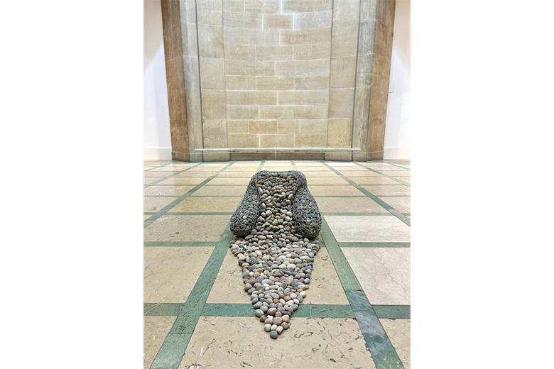 Release Wire and Scottish Pebbles - it is sometimes easier said than done to move on from events in our past.  For may years I have been suffering from chronic pain in my lower back and pelvis.  My body has been holding on so tightly to past trauma, so often running on fight or flight which over time has manifested physically.  Making such personal work is all about the process of releasing what's going on inside that can't always be expressed through words.





